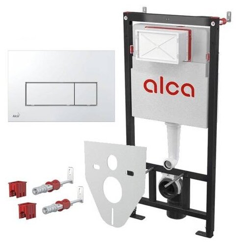 Комплект Alcaplast Set 4v1 для установки унитаза с шумоизоляцией с панелью смыва хром, AM101/1120-4:1 RU M571-0001