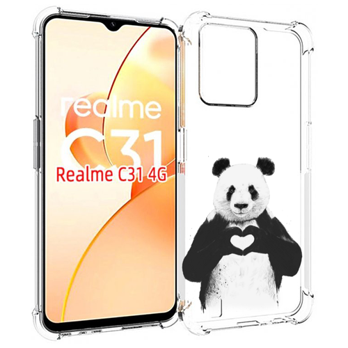 Чехол MyPads Влюбленная панда для OPPO Realme C31 задняя-панель-накладка-бампер