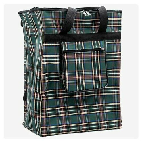 фото Сумка дорожная сатель, 37 л, 25х45х34 см, ручная кладь, фиксирующие ремни, черный, зеленый