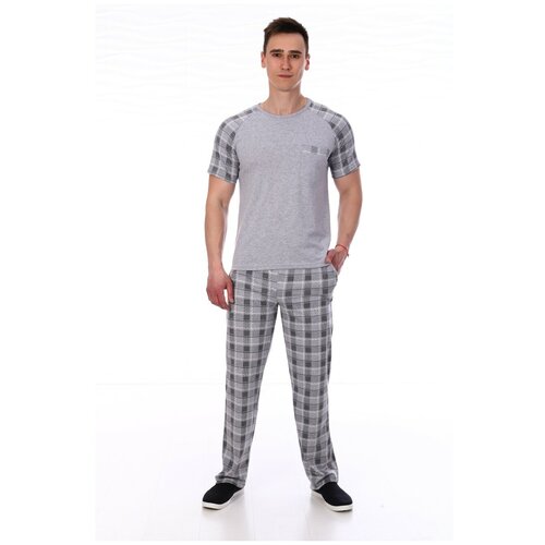 Комплект ИСА-Текс, размер 60, серый мужской домашний пижамный костюм летняя тонкая хлопковая модальная футболка дышащие повседневные пятиточечные брюки с коротким рукавом