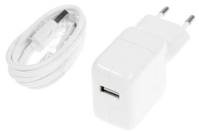 Сетевое зарядное устройство LuazON LCC-97, 1 USB, 2.1 А, 10 Вт, кабель microUSB, белое