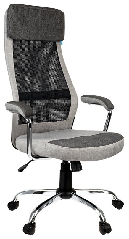 Кресло руководителя Helmi HL-E41 "Stylish", ткань, сетка, серая, бежевая 318582
