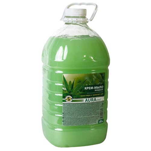 Aura clean Крем-мыло жидкое Алоэ вера и зелёный чай зеленый чай, 5 л, 5 кг средство для мытья посуды удобная минутка зелёный чай 550 мл