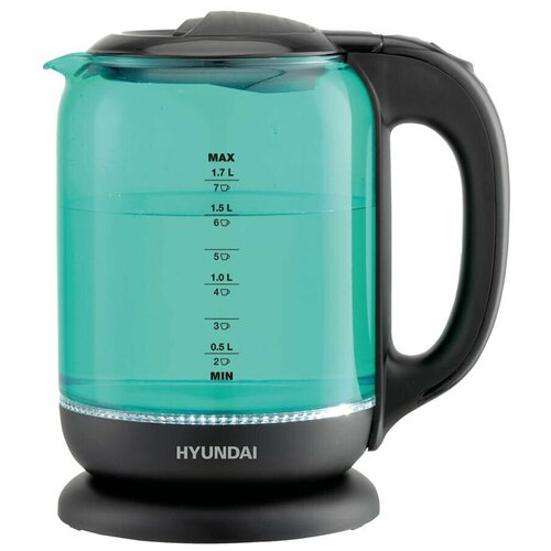 Чайник электрический Hyundai HYK-G2807 18л 2200Вт бирюзовыйчерный корпус стекло 339100₽