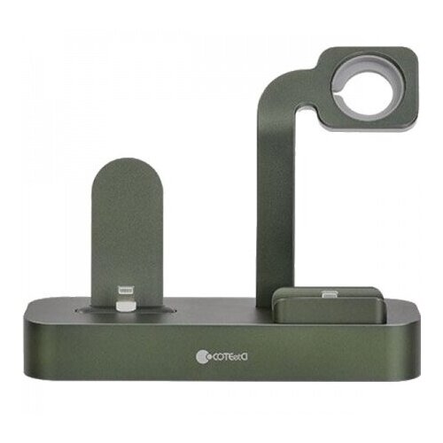 Настольная станция COTEetCI CS7211-GR BASE 29 3-in-1 + Lightning + AirPods + iWatch, зеленый, AirPods Pro