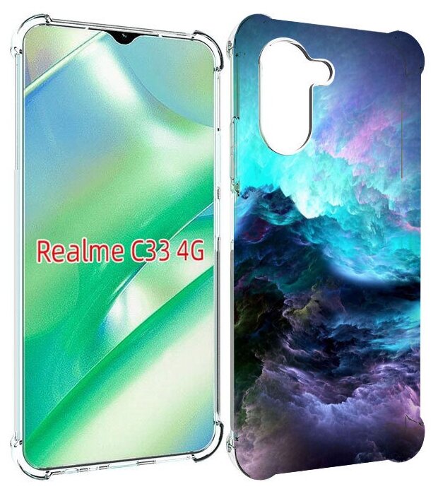 Чехол MyPads Волна для Realme C33 4G задняя-панель-накладка-бампер