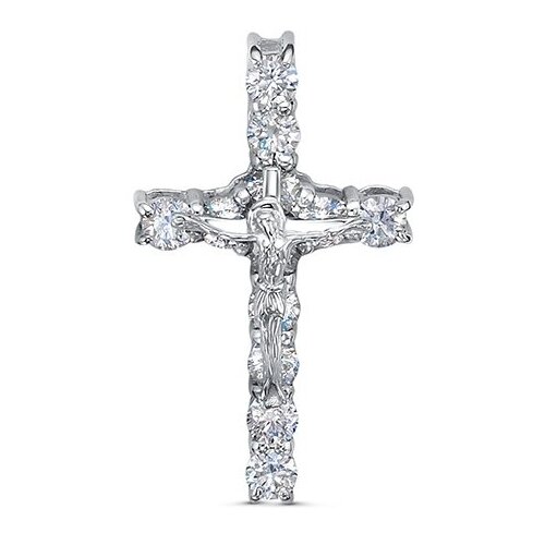 крест даръ крест из белого золота с бриллиантами 202620 Крестик Del'ta, белое золото, 585 проба, бриллиант