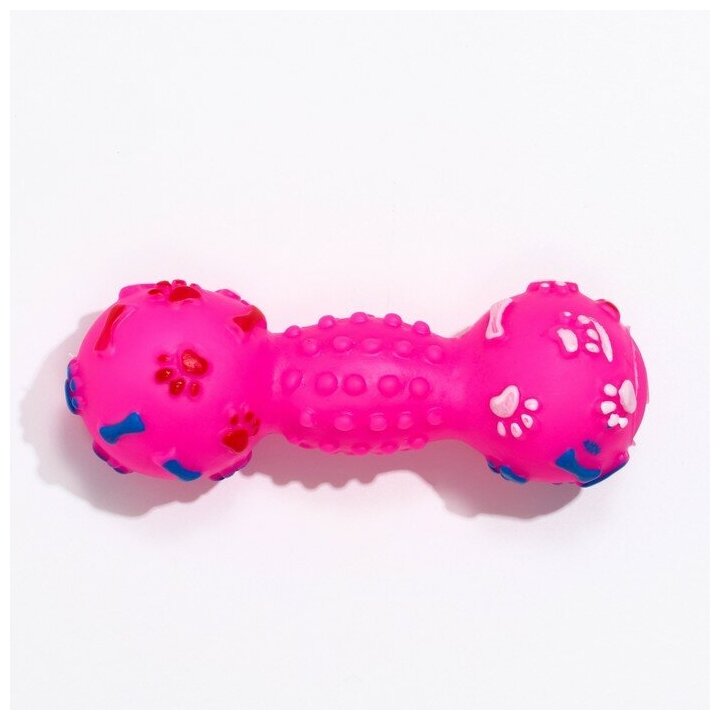 Игрушка пищащая "Гантель с лапками" для собак, 13 см, розовая 7472697