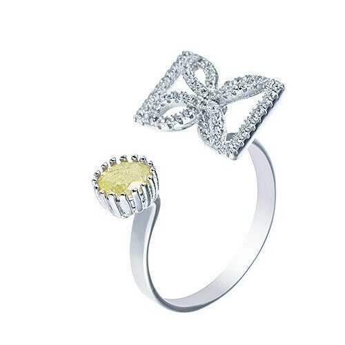 Кольцо JV, серебро, 925 проба, фианит, стекло, размер 18.5 серебряное кольцо с кубическим цирконием ювелирным стеклом