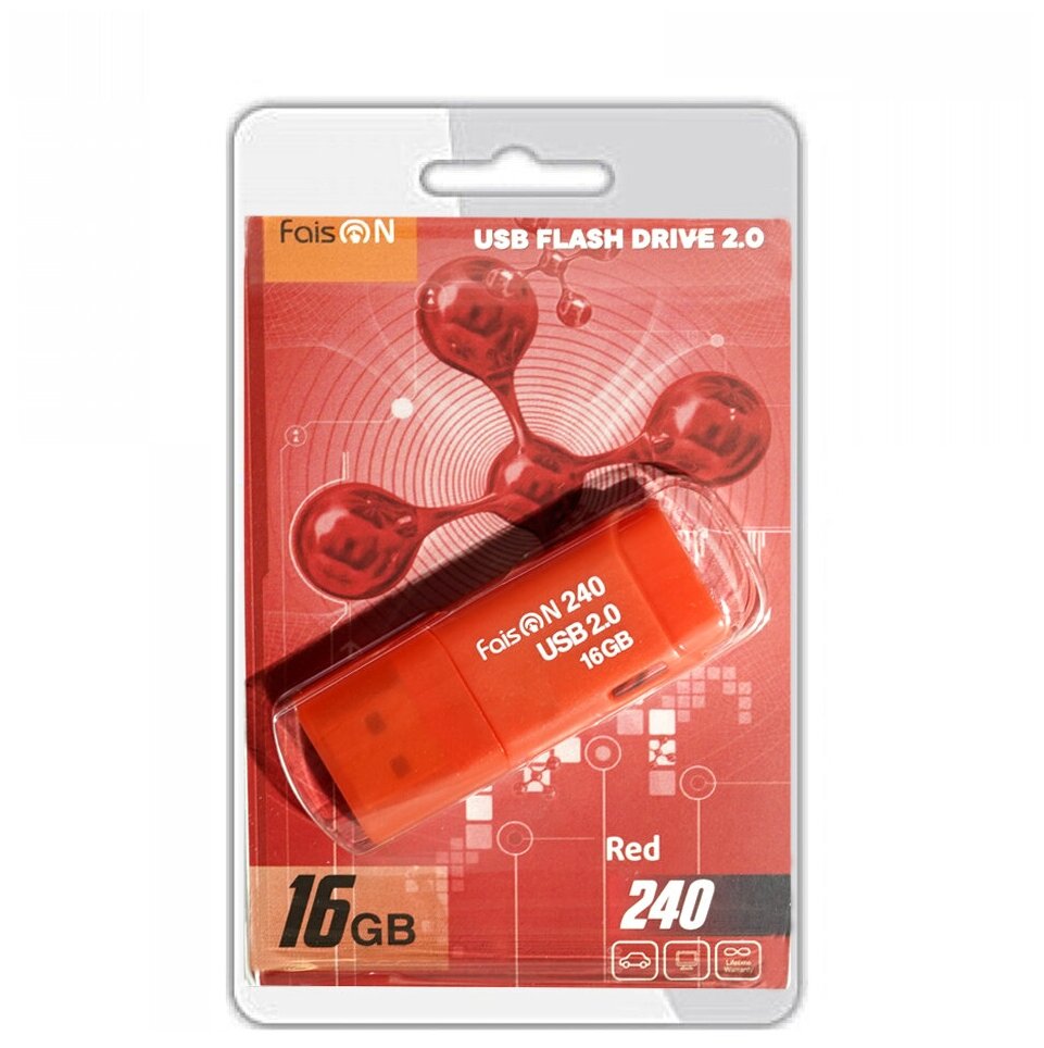 Флеш диск 16GB USB 2.0 FaisON 240 красный