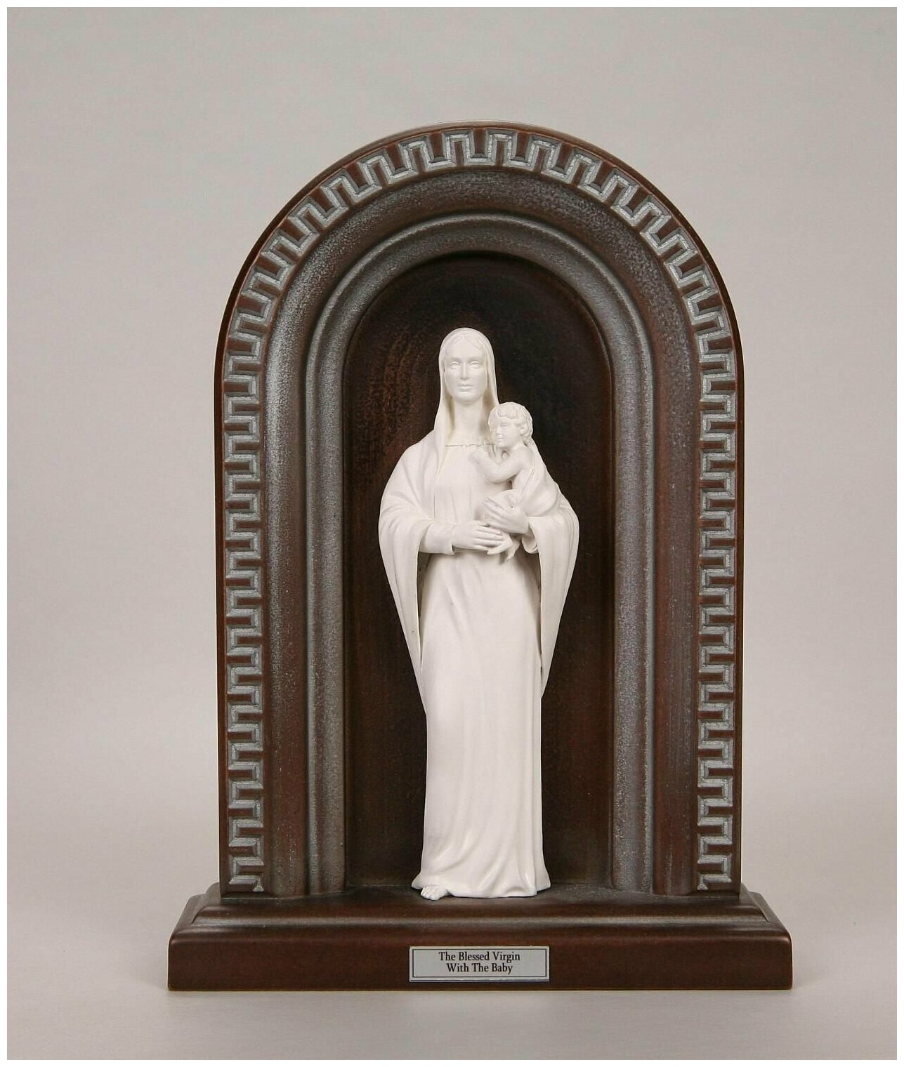 Композиция Дева Мария, цвет серебро/ белый, коричневый, 28*23 см, дерево, литьевой мрамор — фото 1