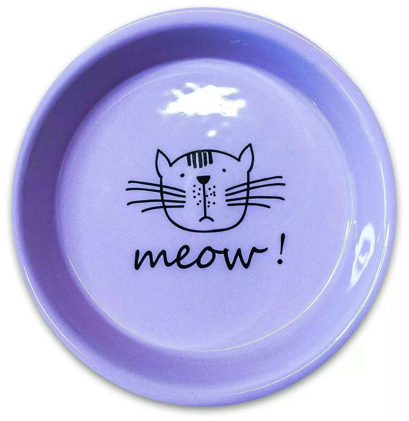 КерамикАрт миска керамическая для кошек MEOW! 200 мл, сиреневая (32004) - фотография № 1
