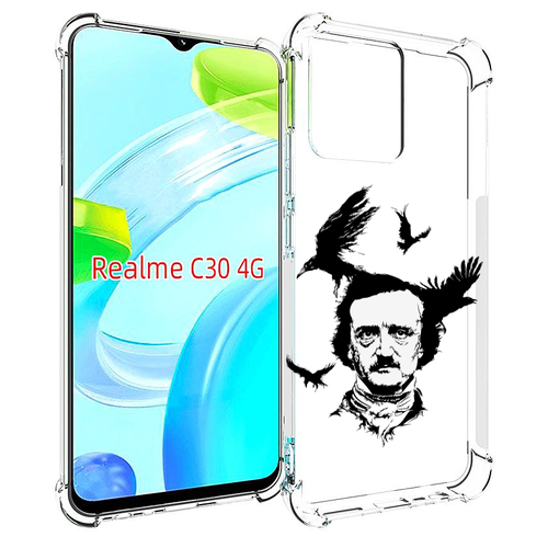 Чехол MyPads Эдгар Аллан черно белый для Realme C30 4G / Narzo 50i Prime задняя-панель-накладка-бампер чехол mypads часы жизни черно белый для realme c30 4g narzo 50i prime задняя панель накладка бампер