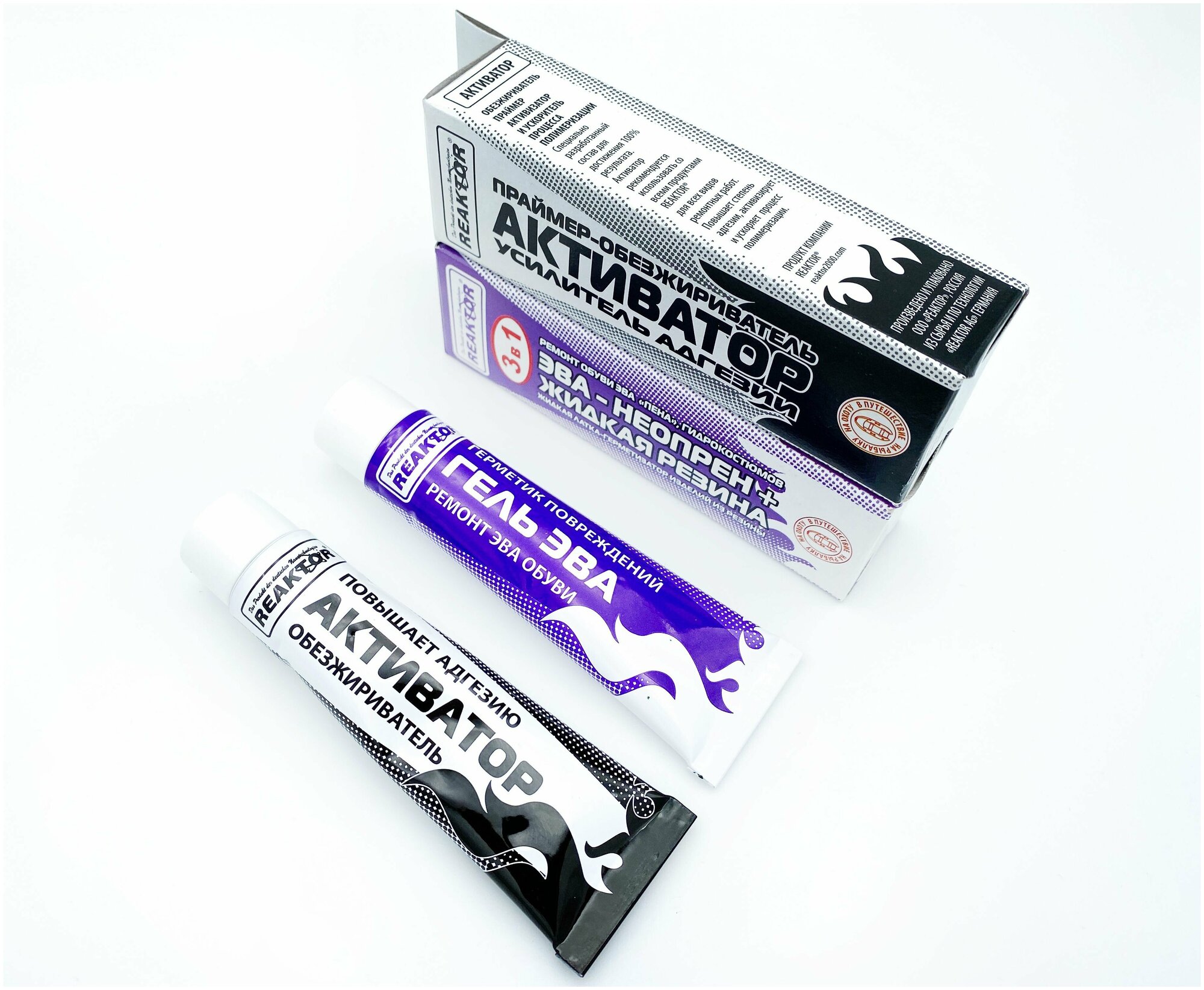 фото Гель ЭВА - неопрен - жидкая резина (3 в 1) Reaktor, 30 мл (зеленый) + Активатор, повышает степень адгезии (30 мл)