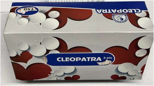 Салфетки бумажные в коробке Клеопатра двухслойные 150шт*24 (длинные)