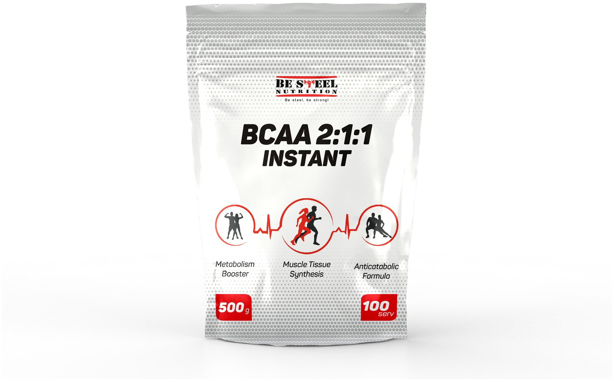 БЦАА быстрорастворимый, Be Steel Nutrition BCAA Instant 2:1:1 500г (натуральный) в порошке