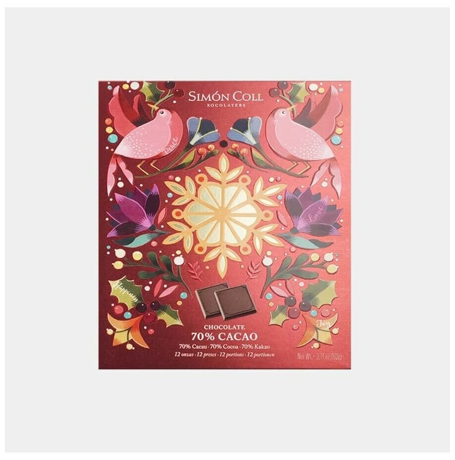 Горький шоколад Simon Coll рождественский NAPOLITANA 70% какао, 60г - фотография № 2