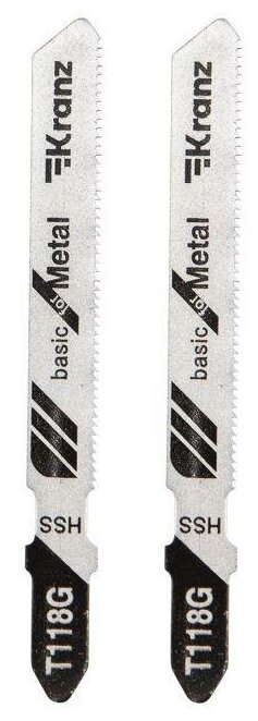 KR-92-0315 Пилка для электролобзика по металлу Kranz T118G 76мм 25 зубьев на дюйм 0.9-1.2мм, 2 шт/уп.