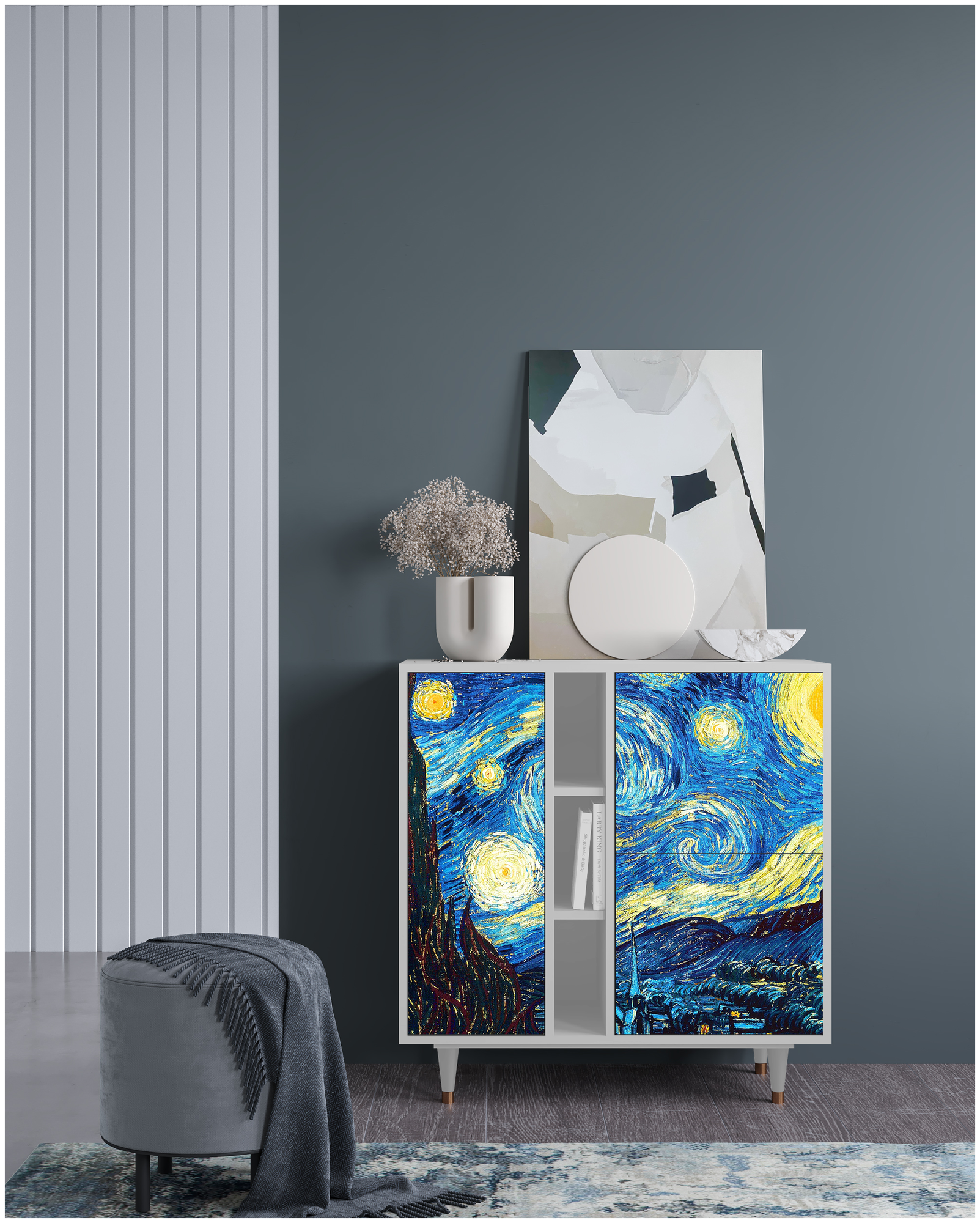 Комод - STORYZ - BS5 The Starry Night by Vincent van Gogh , 94 x 96 x 41 см, Белый