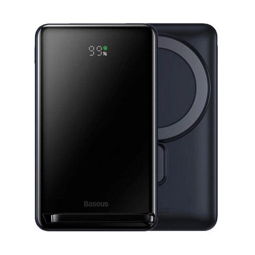 Внешний аккумулятор с беспроводной зарядкой Baseus Magnetic Bracket Wireless Fast Charge Power Bank 10000mAh 20W black and dark blue 368000₽