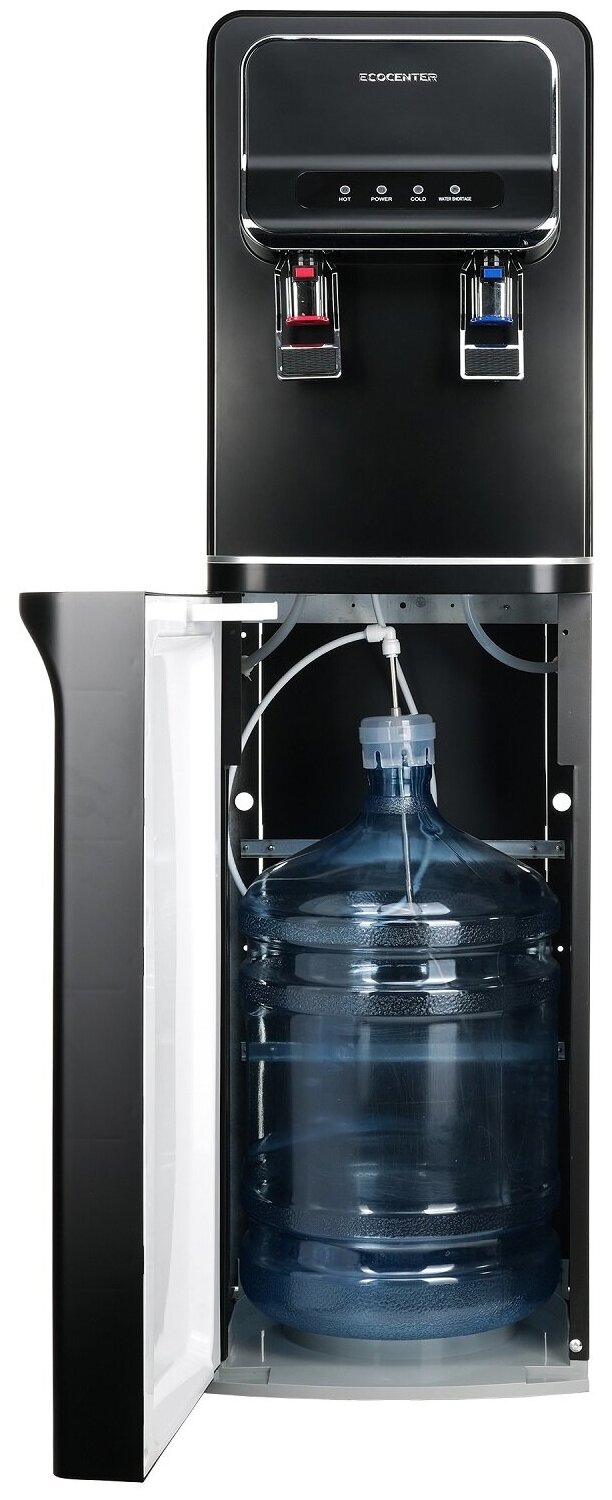 Кулер (диспенсер) для воды напольный с нагревом и электронным охлаждением ECOCENTER G-X106E с нижней загрузкой бутыли, черный - фотография № 1