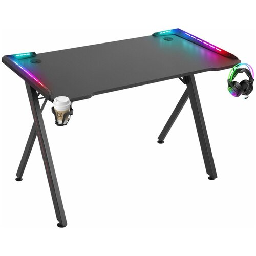 Игровой стол Defender Gamer RGB,подвес кружки+гарн., черн.