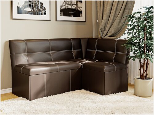 Изображение товара Кухонный уголок "Квадро 3" PRIME, угловой, с местом для хранения, L=149 см экокожа, цвет коричневый