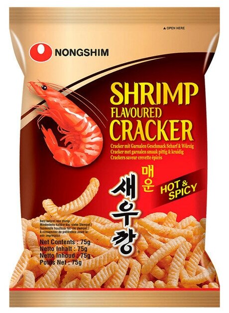 Nongshim Чипсы креветочные запеченые острые, 75 г