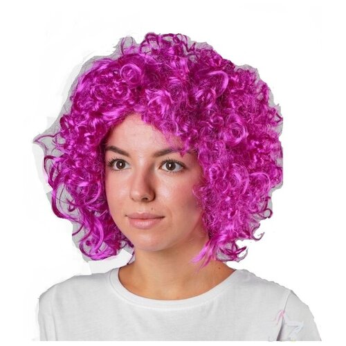 Карнавальный парик кудрявый, Фиолетовый парик объёмный синий
