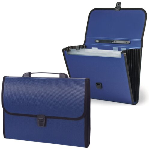 фото Staff портфель пластиковый а4, 7 отделений, с окантовкой, синий