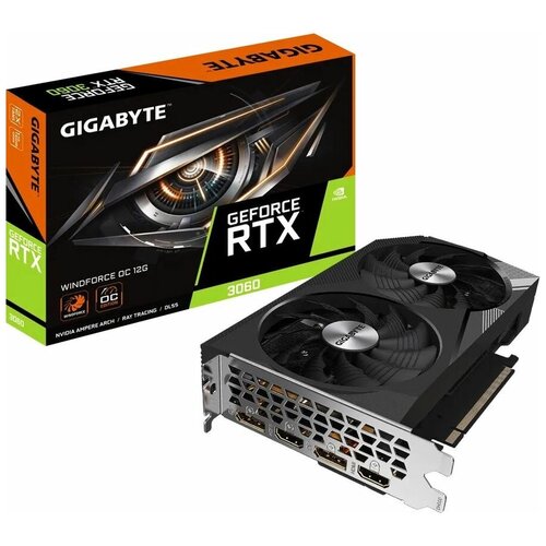 Видеокарта GigaByte GeForce RTX 3060 WINDFORCE OC 12G V20 LHR 1792MHz PCI-E 40 12288MB 15000MHz 192 bit 2xHDMI 2xDisplayPort HDCP GV-N3060WF2OC-12GD 3799000₽