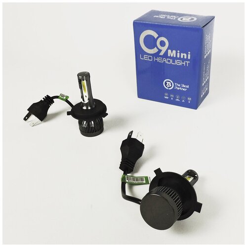 Лампы автомобильные светодиодные (LED) C9 Mini Headlight с вентилятором охлаждения комплект 2шт 6000К цоколь H4
