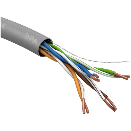 кабель витая пара u utp кат 5e 4х2х24awg cu pvc simple уп 305м эра б0044426 Кабель информационный Эра UL-4-PVC, кат.5E, 305м, серый [б0044426]