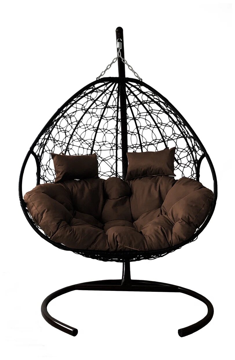 Подвесное кресло m-group для двоих чёрное, коричневая подушка