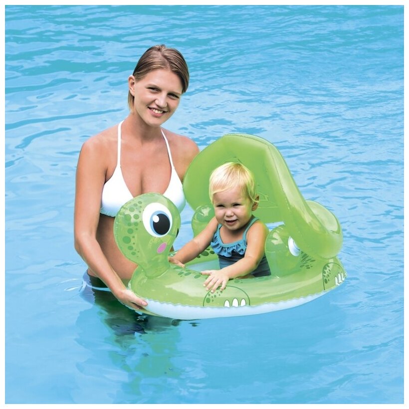 Круг надувной Bestway Floating Turtle Baby Care Seat 34094 BW, зеленый / белый - фотография № 4