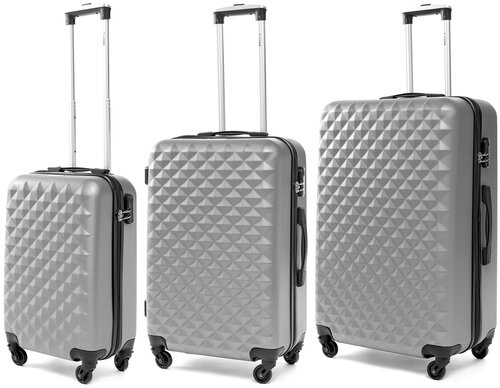Комплект чемоданов Lacase, 3 шт., 100 л, серый