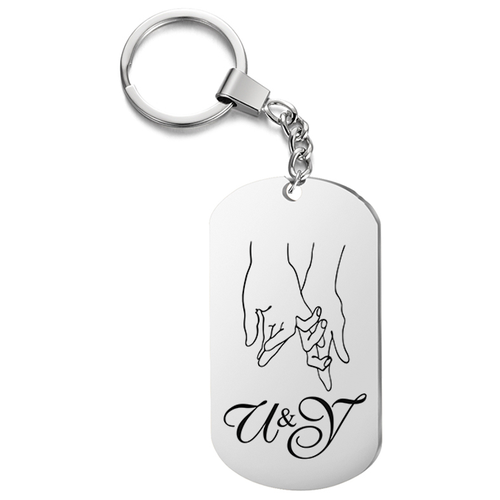 фото Брелок с гравировкой для пар рука в руке и и у жетон в подарок, на ключи, на сумку uegrafic