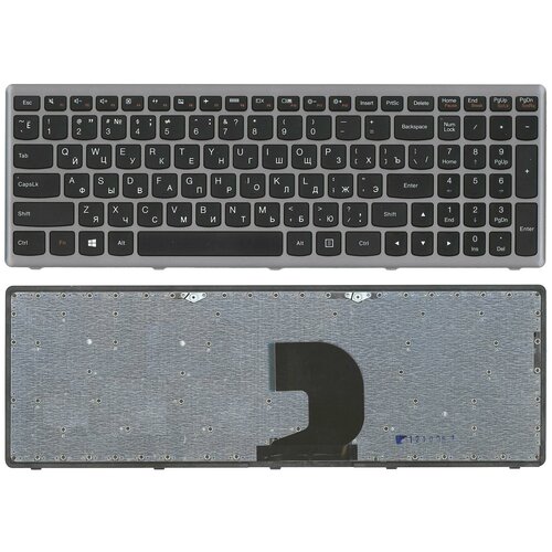 Клавиатура для ноутбука Lenovo IdeaPad Z500 черная с серой рамкой клавиатура для ноутбука lenovo z500 p500 p n 25 206237 25206237 pk130sy1f00 9z n8rsc 40r