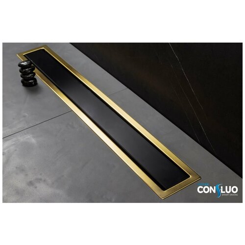 Душевой лоток Pestan Confluo Premium Line 650 black glass gold