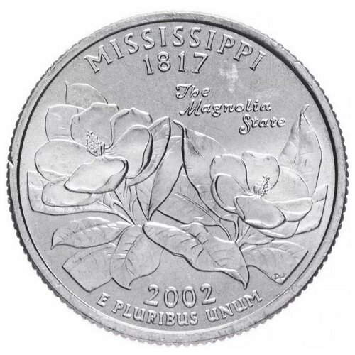 Монета 25 центов Миссисипи. Штаты и территории. США Р 2002 UNC