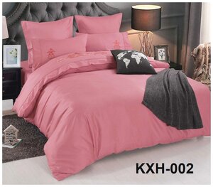 Фото Постельное белье из сатина с вышивкой KXH-002 Retrouyt (розовый), Евро (наволочки 50х70 и 70х70)