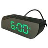 Настольные LED- часы с будильником, цифровые LED- часы 2 в 1. Чёрные с зелёным циферблатом. - изображение