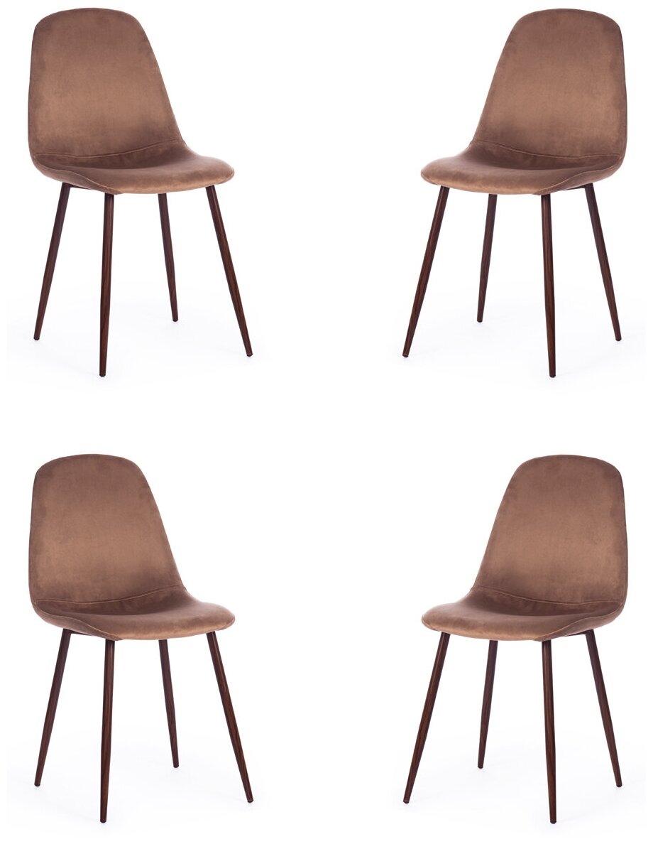 Комплект стульев для кухни TetChair BREEZE (mod. 4724), вельвет/металл, 45х64х82 см, Brown (коричневый)/орех (4 шт. в 1 упаковке)