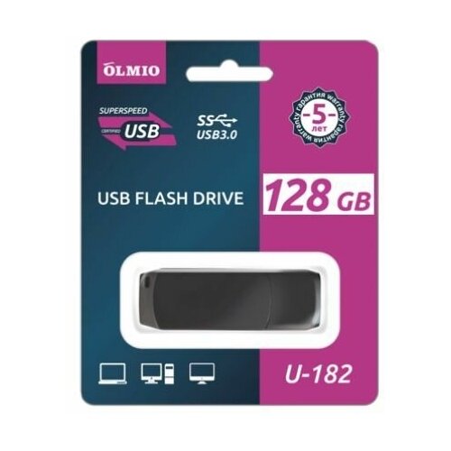 USB flash накопитель Olmio U-182 128GB USB 3.0 черный (43927)