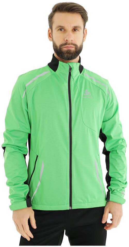 Куртка ODLO, средней длины, силуэт прямой, без капюшона, карманы, размер XL, зеленый