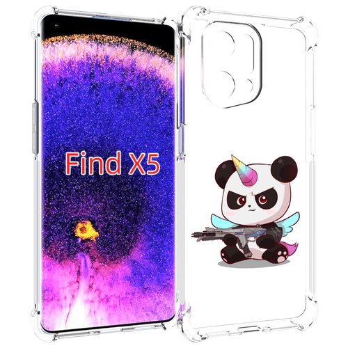Чехол MyPads панда-единорог детский для Oppo Find X5 задняя-панель-накладка-бампер