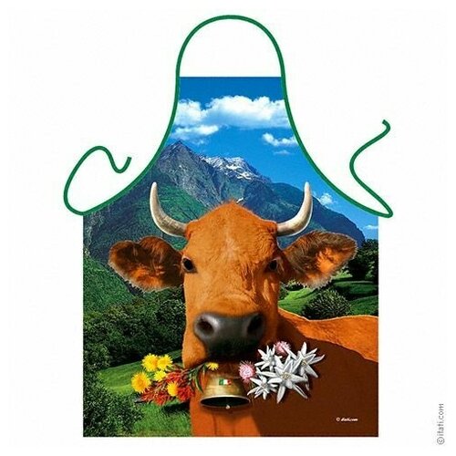 Фартук кухонный Рыжая корова, рабочий, для повара, на завязках, с водооталкивающей пропиткой, с приколом 57х75 см, ITATI