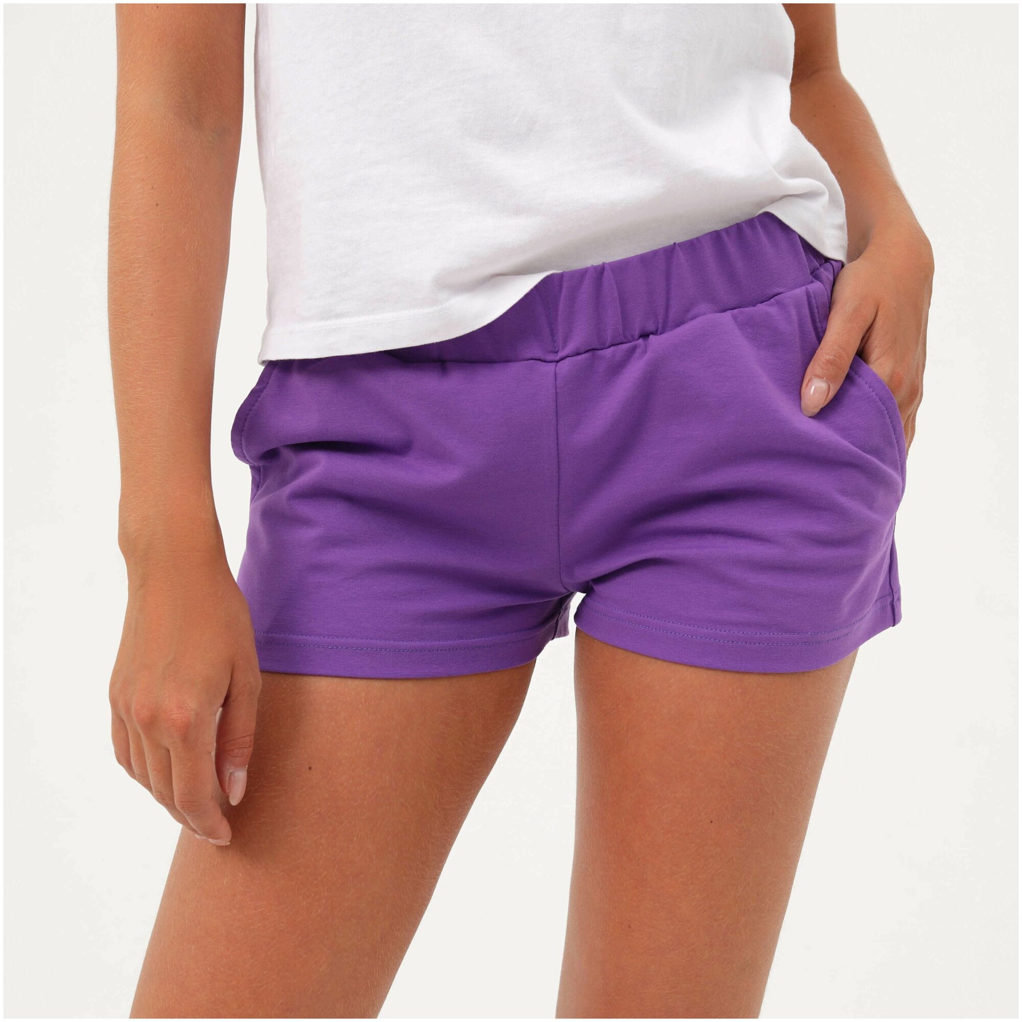 Фиолетовые женские шорты из лёгкого хлопка, S (44)