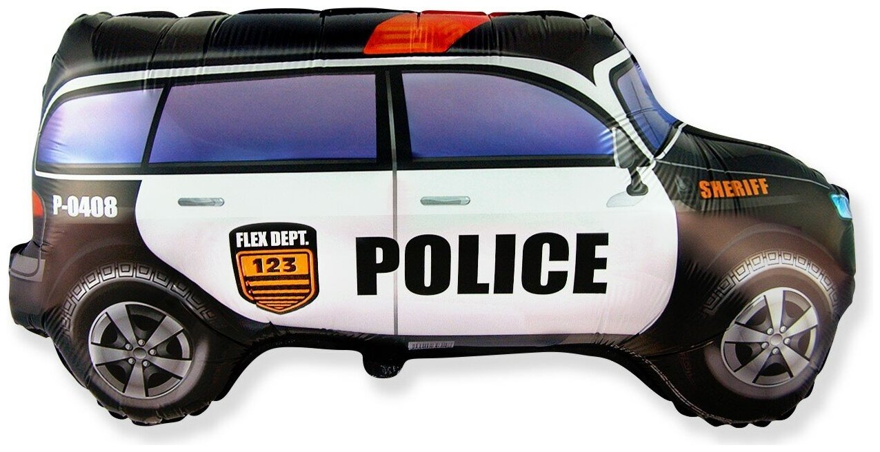 Шар (33'/84 см) Фигура, Полицейская машина, Черный, 1 шт.