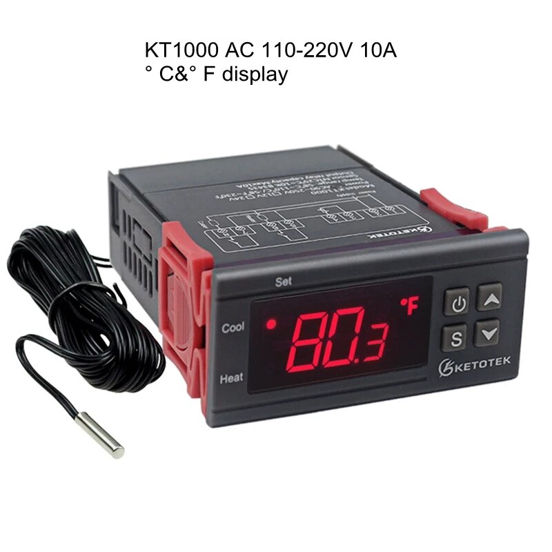 Цифровой терморегулятор KETOTEK STC-1000, KT1000 110V-220V C F